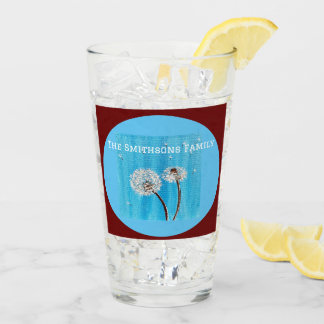 Dark Red and white Daisy Flower Personalised Glass