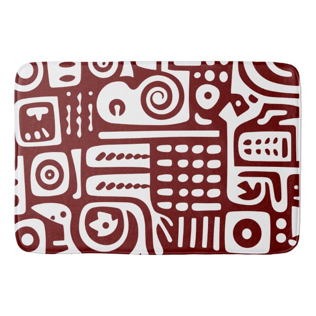 Dark red and white doodles 2 of 4 bath mat (Front)