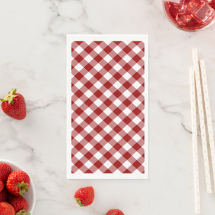 Dark Red and White Gingham Check Napkin