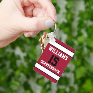 Dark Red and White Key Ring