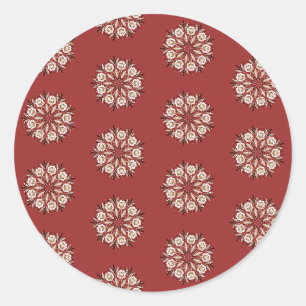 Dark red and white Norwegian Rosemaling floral Classic Round Sticker