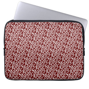 Dark Red and white. Numbers Math. Laptop Sleeve