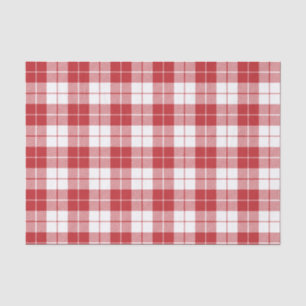 Dark Red and White Plaid Pattern Tissue Paper