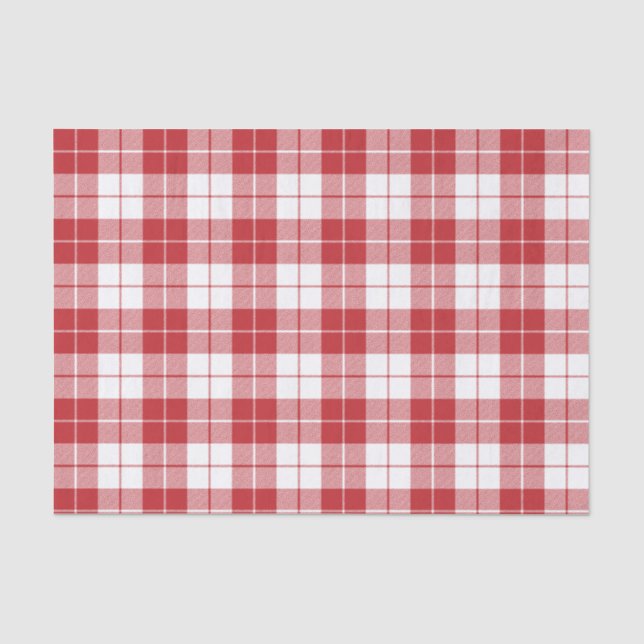 Dark Red and White Plaid Pattern Tissue Paper (Front)