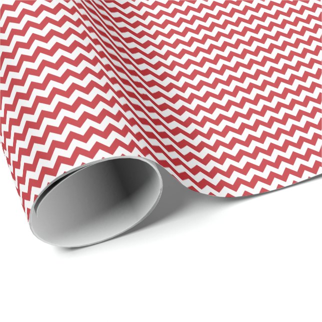 Dark Red and White Small Chevron Wrapping Paper (Roll Corner)