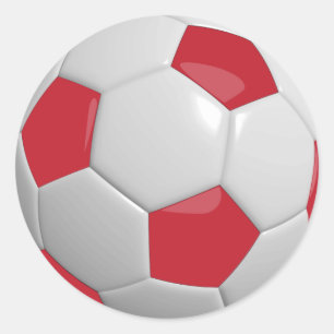 Dark Red and White Soccer Ball Classic Round Sticker