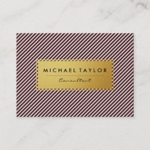 Dark Red and White Stripes Business Card