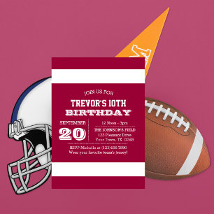 Dark Red and White Team Birthday Invitation