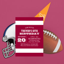 Dark Red and White Team Birthday Invitation