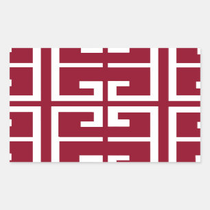 Dark Red and White Tile Rectangular Sticker