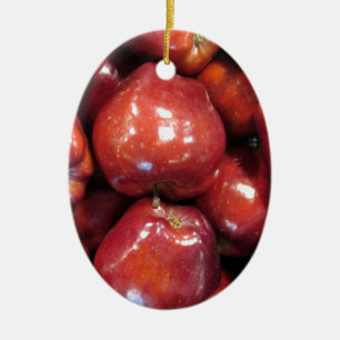 Dark Red Apples Ceramic Ornament
