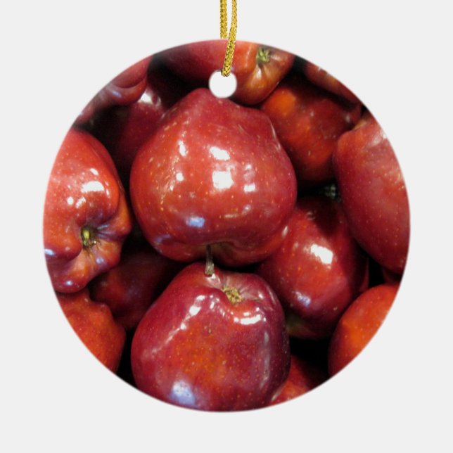 Dark Red Apples Ceramic Tree Decoration (Front)
