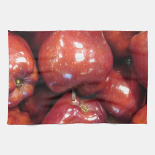 Dark Red Apples Tea Towel