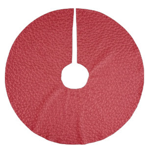 Dark red artificial leatherette closeup. brushed polyester tree skirt