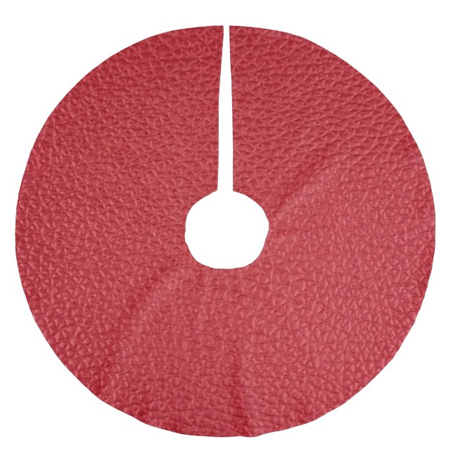 Dark red artificial leatherette closeup. brushed polyester tree skirt (Front)