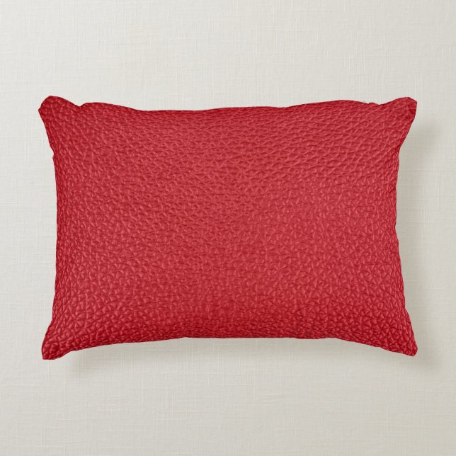 Dark red artificial leatherette closeup. decorative cushion (Front)