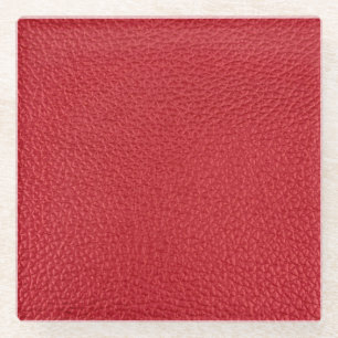 Dark red artificial leatherette closeup. glass coaster