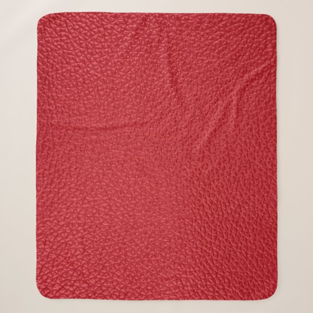 Dark red artificial leatherette closeup. sherpa blanket (Front)