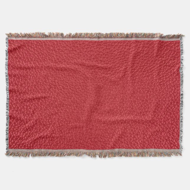 Dark red artificial leatherette closeup. throw blanket (Front)