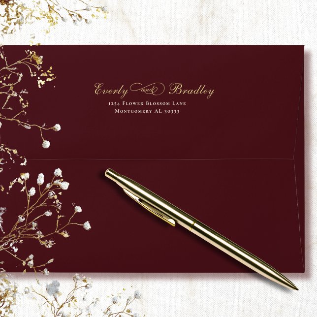Dark Red Background Gold Script White Typography   Envelope (Creator Uploaded)