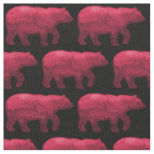 Dark Red Bear on Black Fabric H