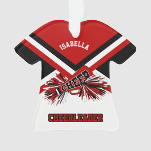 Dark Red, Black and White Cheerleader Ornament