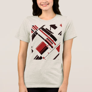 Dark Red Black Diagonal Shapes Lines Art Abstract Tri-Blend Shirt