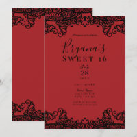 Dark Red & Black Lace Masquerade Sweet 16 