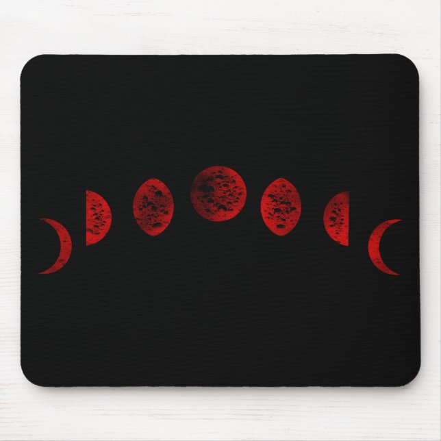 Dark Red & Black Moon Phases Gothic  Mouse Pad (Front)