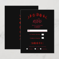 Dark Red Black Moon Phases Gothic Wedding RSVP  