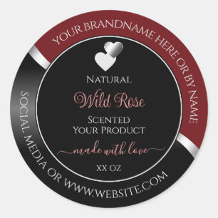 Dark Red Black Wavy Silver Hearts Product Labels