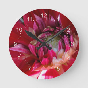 dark red blossom round clock