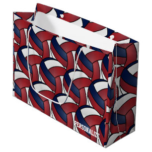 Dark Red, Blue and, White Volleyball 2 Large Gift Bag