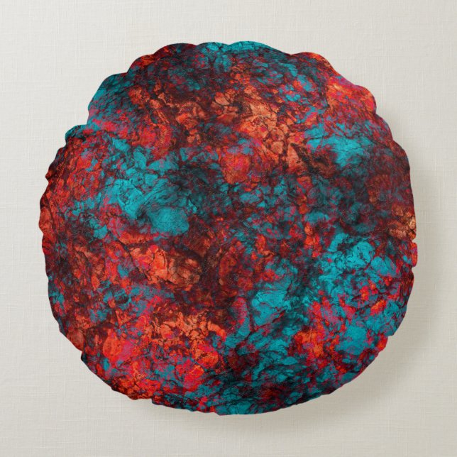 Dark red blue texture textured suede marble granit round cushion (Front)
