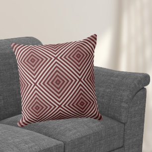 Dark Red Boxed Repeat Pattern - Throw Pillow