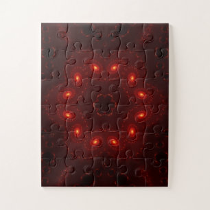 Dark Red Burgandy Gothic Lace Snowflake Jigsaw Puzzle