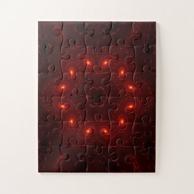 Dark Red Burgandy Gothic Lace Snowflake Jigsaw Puzzle (Vertical)