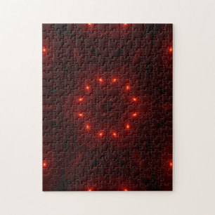 Dark Red Burgandy Gothic Lace Snowflake Jigsaw Puzzle