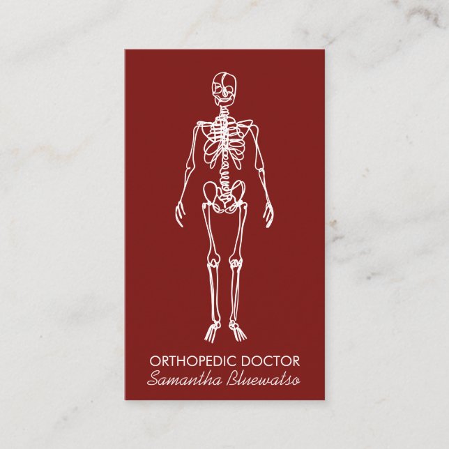 Dark Red Burgundy doctor Skeleton orthopaedic  Business Card (Front)