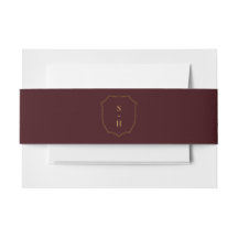 Dark Red Burgundy & Gold Crest Monogram Wedding