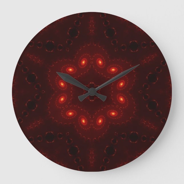 Dark Red Burgundy Gothic Lace Snowflake Large Clock (Front)