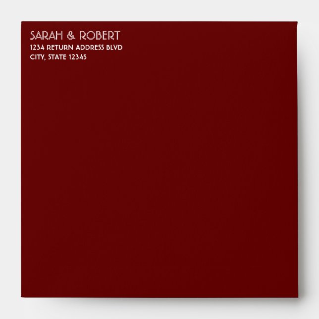 Dark Red Burgundy Retro Wedding Envelope (Front)