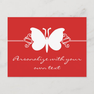 Dark Red Butterfly Swirls Postcard
