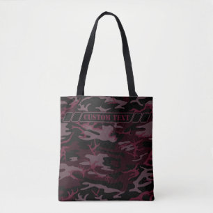 Dark Red Camo Tote w/ Custom Text Bag
