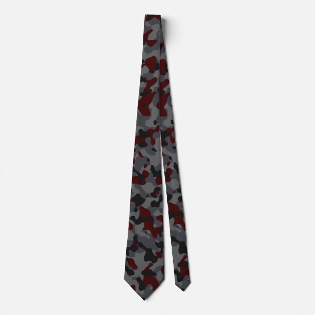 Dark Red Camouflage in Grey and Black Tie (Front)