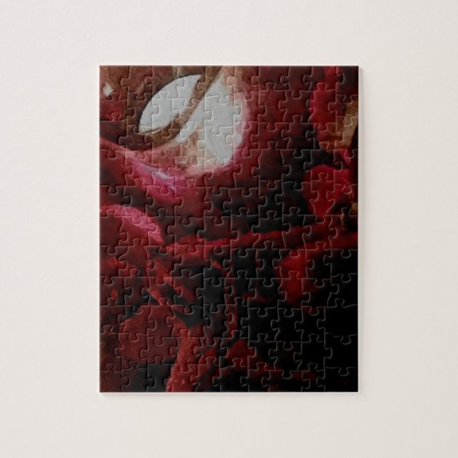 Dark Red Candlelight Oil Painting Jigsaw Puzzle (Vertical)