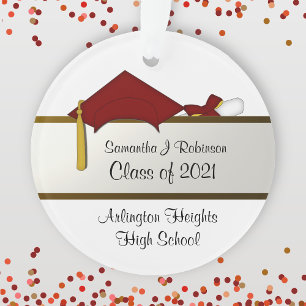 Dark Red Cap Graduation Acrylic Ornament