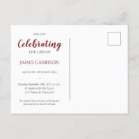 Dark Red Celebration of Life With Photo Funeral