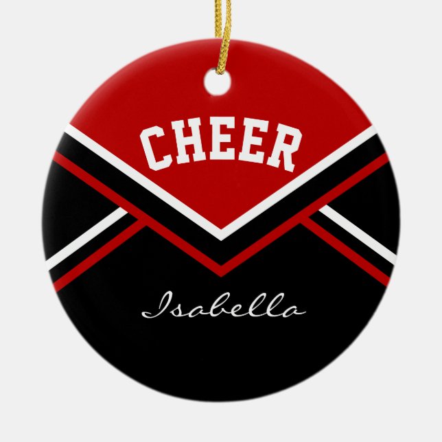 Dark Red Cheer for Cheerleaders Ceramic Ornament (Front)