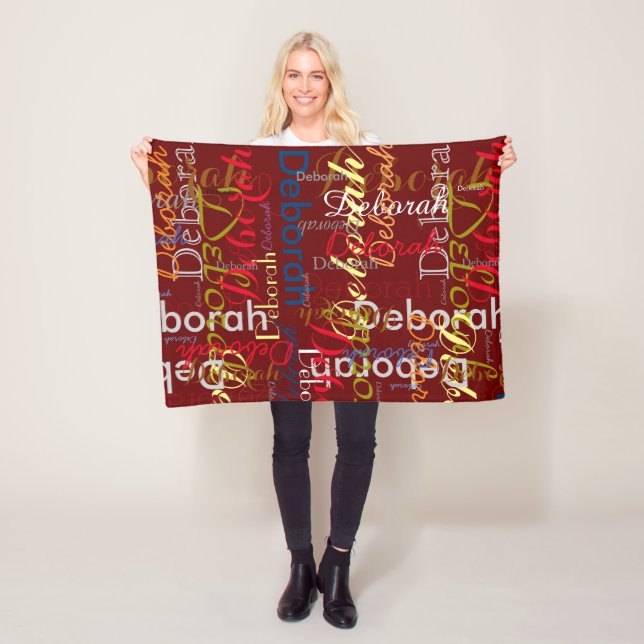 Dark Red Colour Name Typography  Fleece Blanket (In Situ)
